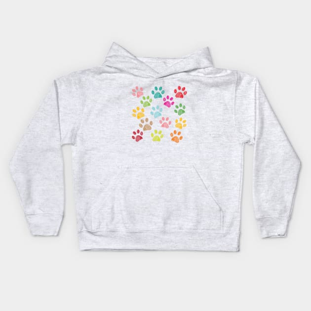 Colorful paw print Kids Hoodie by GULSENGUNEL